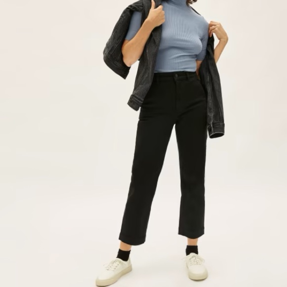 Everlane Cropped straight black jeans - wide leg high waisted